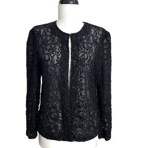 Vintage Brilliant Beaded Cardigan Open Jacket SP Sheer Whimsigoth Fairy Grunge